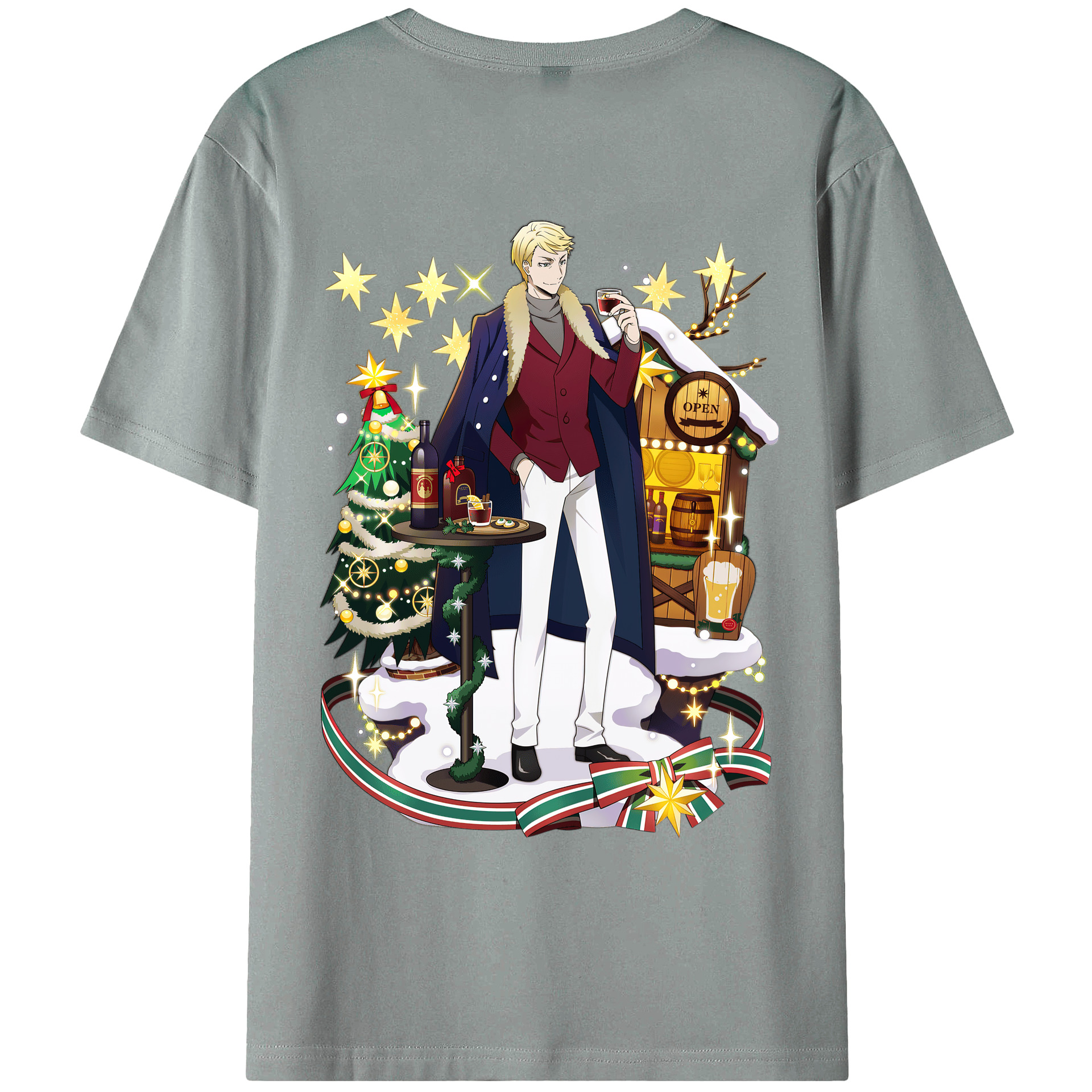 （画像用） 文豪ストレイドッグス Bungo Stray Dogs 綿100％ メンズ半袖Tシャツ（バックプリント） 通気性